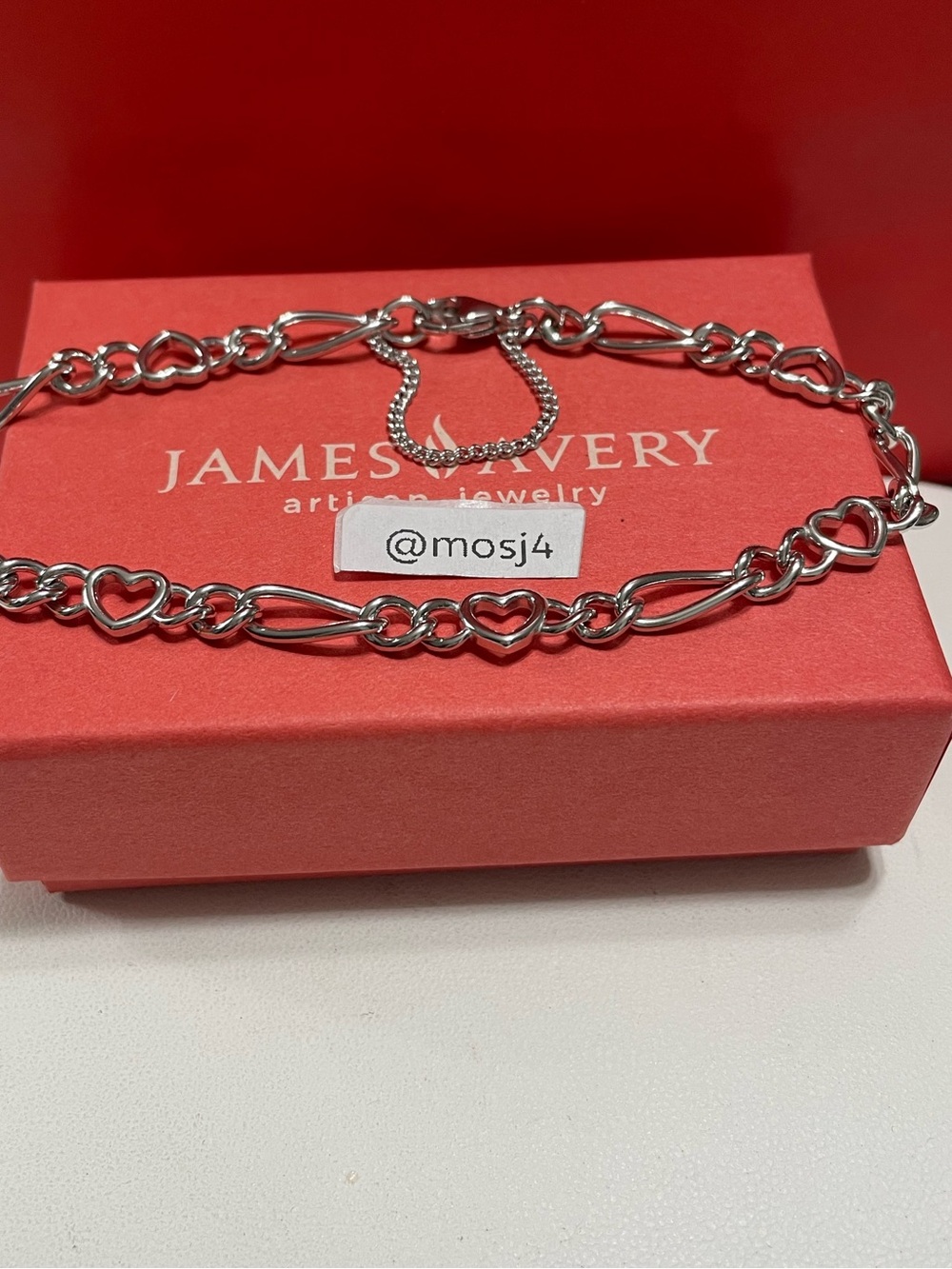 James Avery Heart Figaro Charm Bracelet